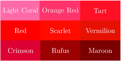 shades of red